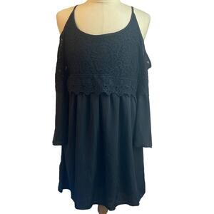 NWT Cold Shoulder Black Dress SZ L